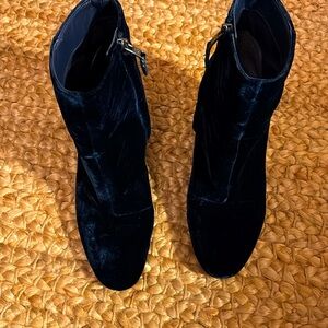 Sam Edelman blue (inky navy) velvety zip up boots.